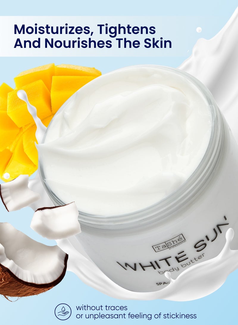 Tashe WHITE SUN Body Butter | Deeply Moisturizing & Firming Exotic Hydration, 300ml  - Image 3