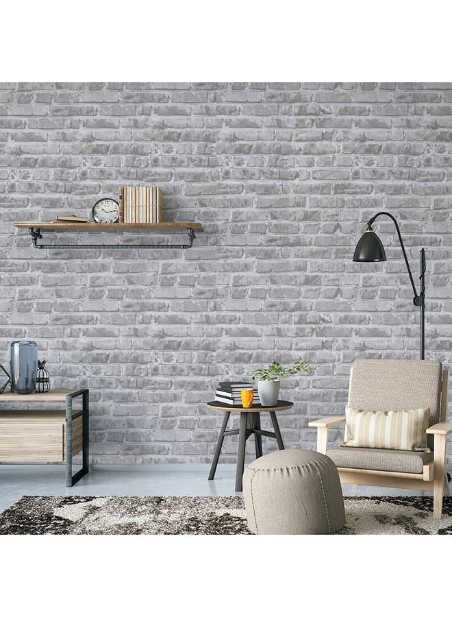 Timeet Grey Brick Peel and Stick Wallpaper Brick Contact Paper 17.7" x 78.7" Removable Wallpaper Self-Adhesive 3D Brick Wallpaper Grey Brick Wallpaper for Room Decoration Vinyl Film Roll - Image 2