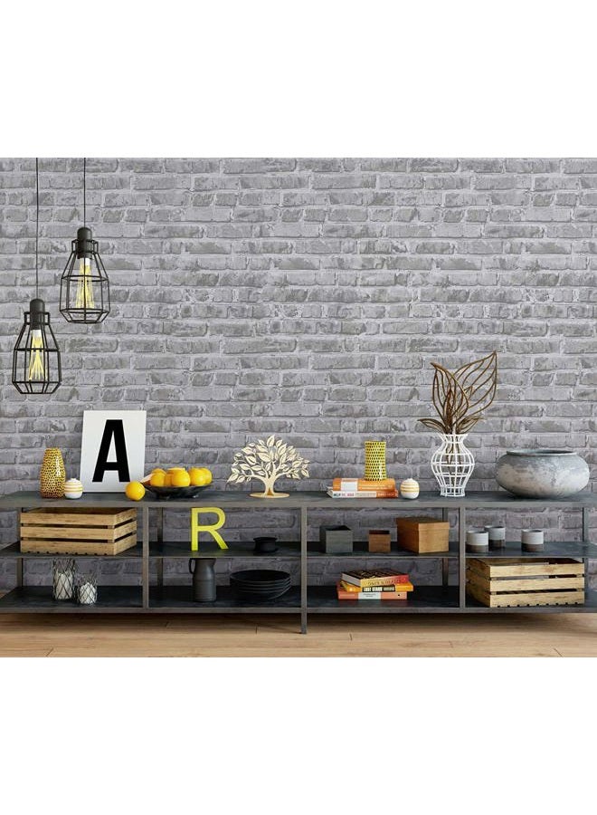Timeet Grey Brick Peel and Stick Wallpaper Brick Contact Paper 17.7" x 78.7" Removable Wallpaper Self-Adhesive 3D Brick Wallpaper Grey Brick Wallpaper for Room Decoration Vinyl Film Roll - Image 3