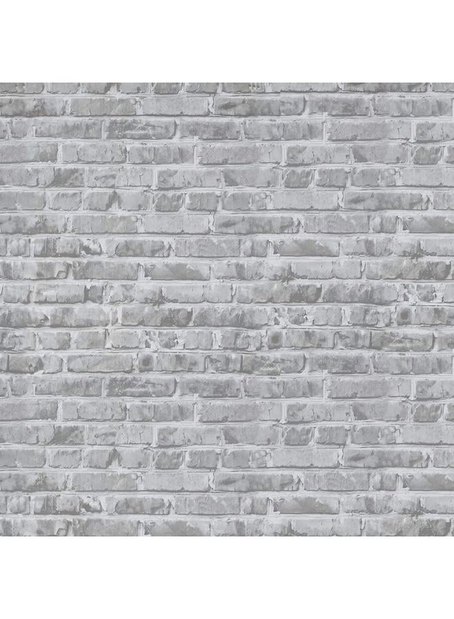 Timeet Grey Brick Peel and Stick Wallpaper Brick Contact Paper 17.7" x 78.7" Removable Wallpaper Self-Adhesive 3D Brick Wallpaper Grey Brick Wallpaper for Room Decoration Vinyl Film Roll - Image 1