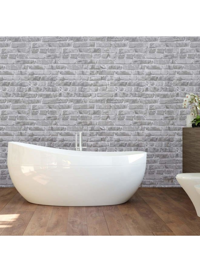 Timeet Grey Brick Peel and Stick Wallpaper Brick Contact Paper 17.7" x 78.7" Removable Wallpaper Self-Adhesive 3D Brick Wallpaper Grey Brick Wallpaper for Room Decoration Vinyl Film Roll - Image 4