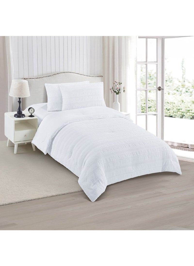 Home Box Waffle Crinkle 3-Piece Twin Comforter Set 220 x 160 cm  - Image 1