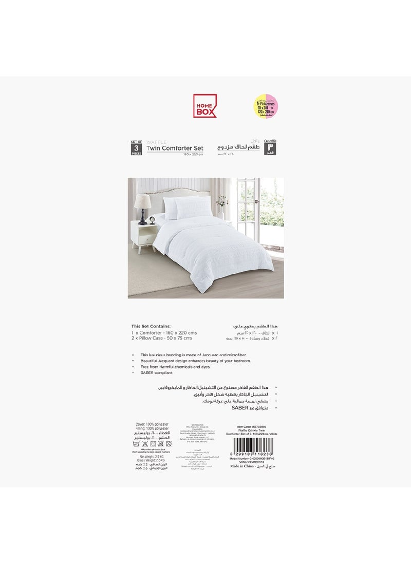 Waffle Crinkle 3-Piece Twin Comforter Set 220 x 160 cm