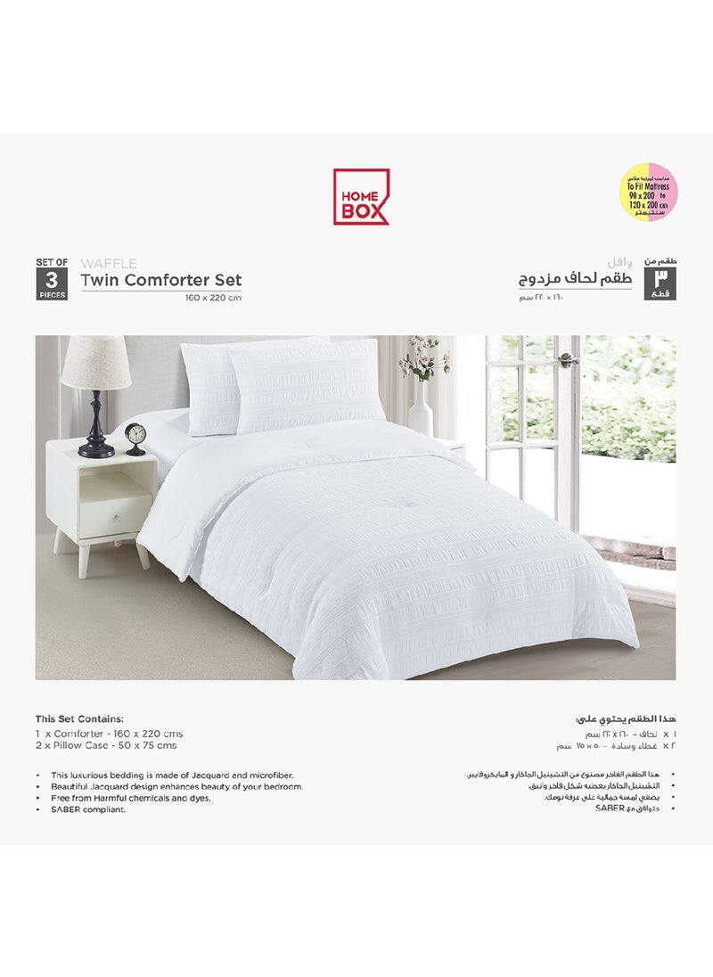 Waffle Crinkle 3-Piece Twin Comforter Set 220 x 160 cm