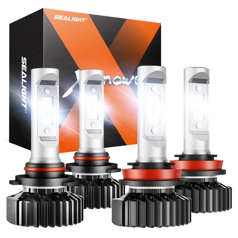 مصابيح ضباب SEALIGHT H11H9H8 و 9005HB3 مجموعة مصابيح ضباب 9005 H11 مع ضوء أبيض بارد قابلة للتوصيل والتشغيل عبوة من 4