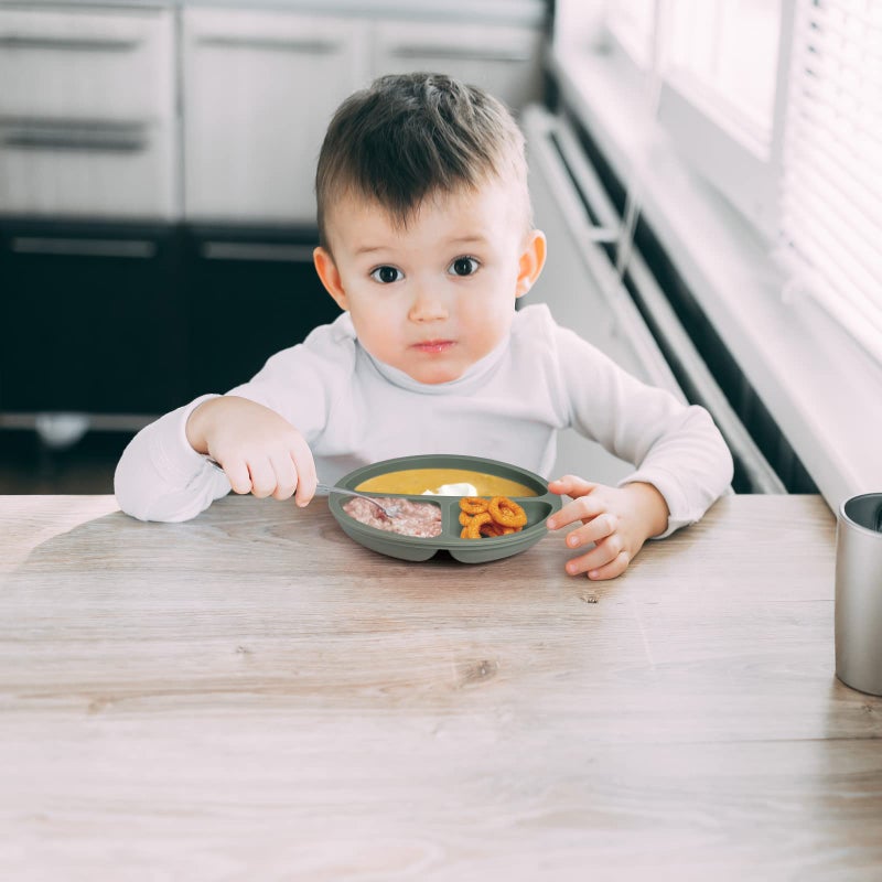 Eascrozn Toddler Plates 3 Pack, Divided Suction Plates for Baby, 100% Food Grade Silicone Baby Plates, Non-Slip, Baby Led Weaning Supplies, Microwave & Dishwasher Safe - Image 2
