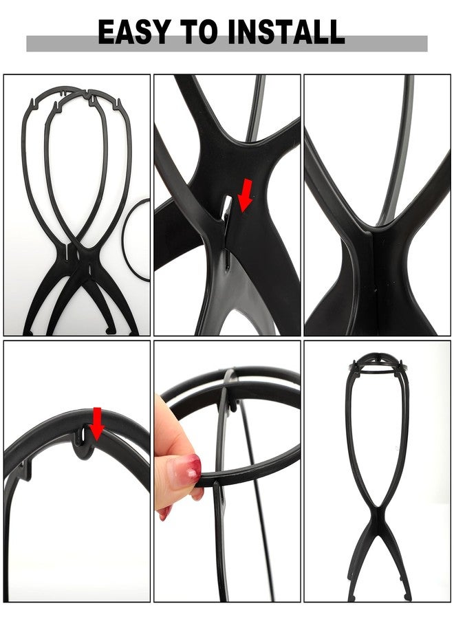 Woerma 2 Pack Travel Wig Stand Holder, Foldable Portable Wig Head Stand for Styling & Storage, Ideal for Short Wigs & Cosplay Accessories (Black) - Image 5