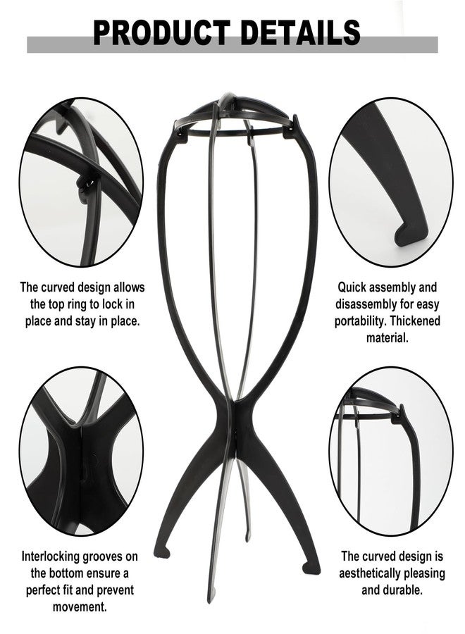 Woerma 2 Pack Travel Wig Stand Holder, Foldable Portable Wig Head Stand for Styling & Storage, Ideal for Short Wigs & Cosplay Accessories (Black) - Image 4