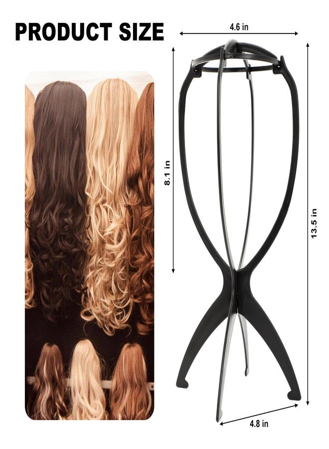 Woerma 2 Pack Travel Wig Stand Holder, Foldable Portable Wig Head Stand for Styling & Storage, Ideal for Short Wigs & Cosplay Accessories (Black) - Image 3