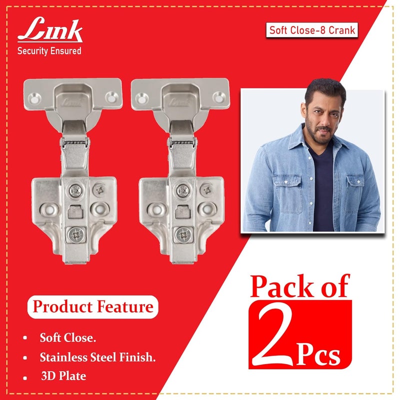 Link Cabinet Hinge Soft Close 3D Plate Half Overlay 8 Crank - Image 2