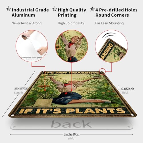 Bestylez Gardening Gifts It‘s Not Hoarding If It's Plants Vintage Garden Signs for Home Garden Greenhouse Living Room Bedroom Yard Backyard Outdoor Decor 8X12 Inch (3066) - Image 2