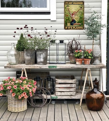 Bestylez Gardening Gifts It‘s Not Hoarding If It's Plants Vintage Garden Signs for Home Garden Greenhouse Living Room Bedroom Yard Backyard Outdoor Decor 8X12 Inch (3066) - Image 4