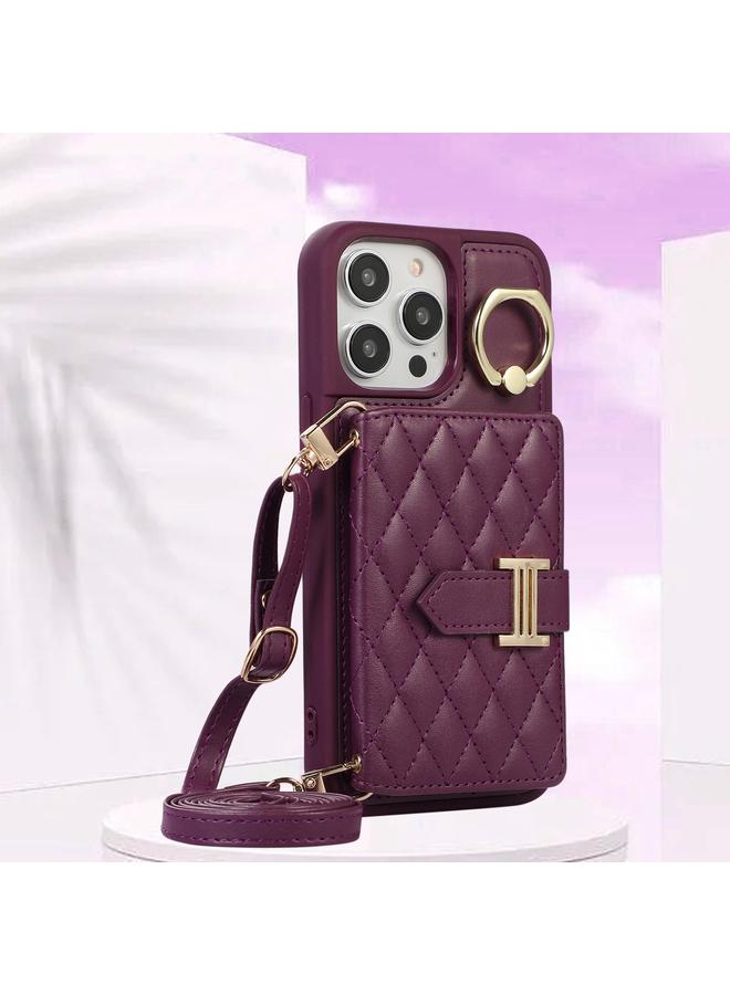 S-TOP Case For iPhone 13 Pro Max Horizontal Card Bag Ring Holder Phone Case with Dual Lanyard - Image 2