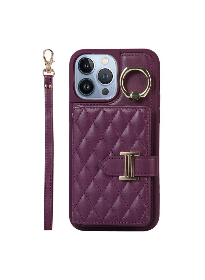 S-TOP Case For iPhone 13 Pro Max Horizontal Card Bag Ring Holder Phone Case with Dual Lanyard - Image 1