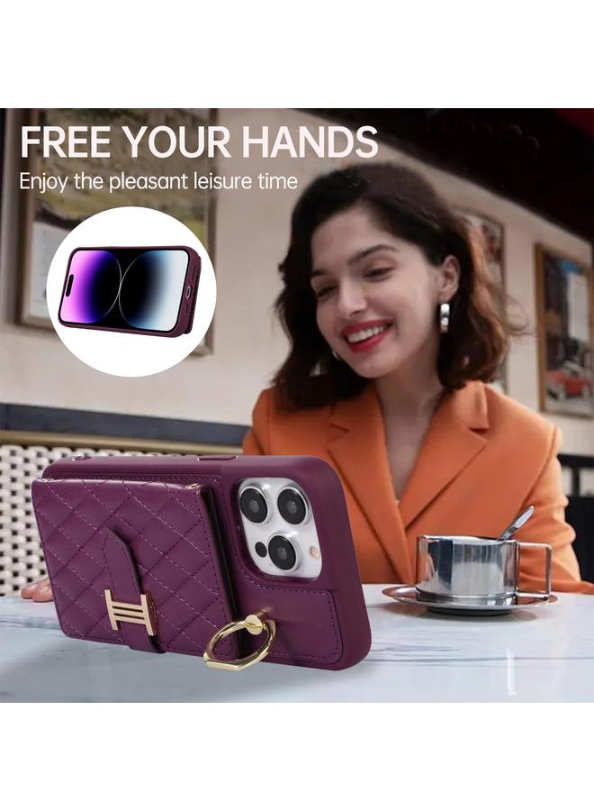 S-TOP Case For iPhone 13 Pro Max Horizontal Card Bag Ring Holder Phone Case with Dual Lanyard - Image 5