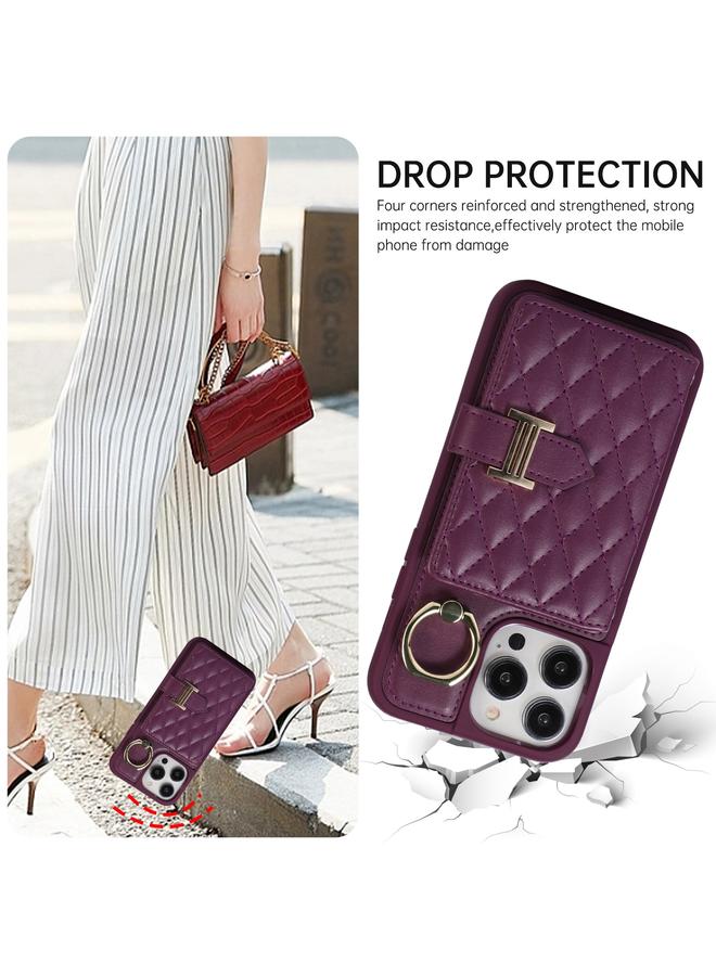 S-TOP Case For iPhone 13 Pro Max Horizontal Card Bag Ring Holder Phone Case with Dual Lanyard - Image 4