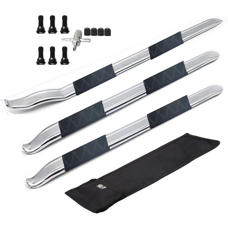 أدوات تغيير الإطارات DrRoc 3 × 195 بوصة من الحديد المستقيم والمنحني مجموعة صمامات TR413 أداة تغيير الإطارات للدراجات النارية والدراجات الترابية وماكينات جز العشب وATV لأداة تغيير الإطارات لآلة شحن الإطارات