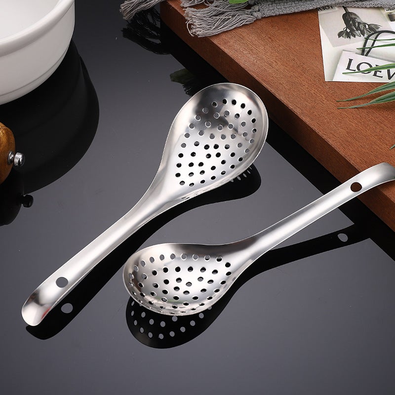 201/304 Stainless Steel Large Colander Pepper Spoon Fried Oil Spoon Household Rice Spoon Sinan Short Spoon - Image 4