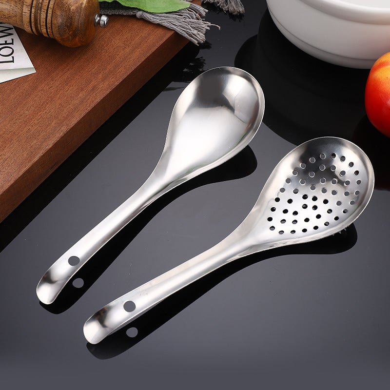 201/304 Stainless Steel Large Colander Pepper Spoon Fried Oil Spoon Household Rice Spoon Sinan Short Spoon - Image 2