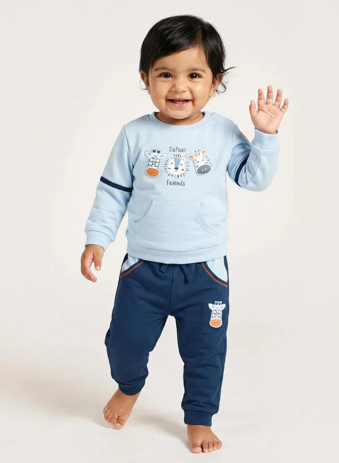 Styli Baby Boy Safari Friends Sweat Top and Joggers Set