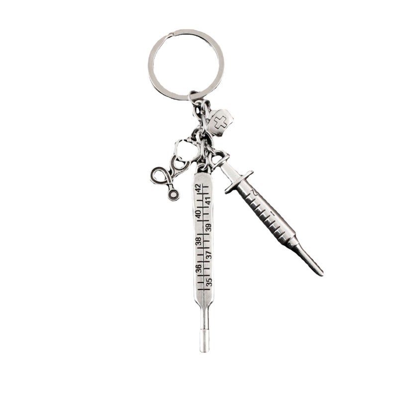 Medical Gift Keychain Lightweight 30g Jewelry Alloy Doctor Keychain - Silver Charm Appreciation Gift for Medical Professionals - Image 1