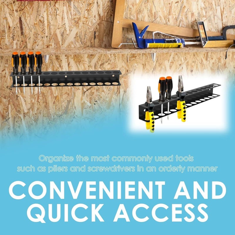 14 Holes Heavy Duty Wall Mounted Tool Rack Rustproof Iron Garage Workshop Organizer - Image 5