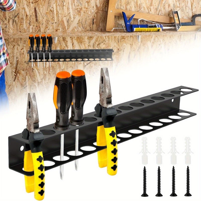 14 Holes Heavy Duty Wall Mounted Tool Rack Rustproof Iron Garage Workshop Organizer - Image 2