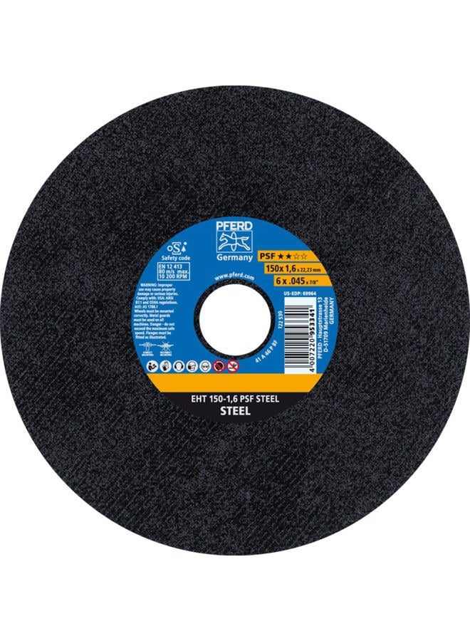 PFERD 69964 Flat Cut-Off Wheel, Type 1, Aluminum Oxide A, 6" Diameter x .045" Thickness, 7/8" Bore, 10200 Max RPM (Pack of 25) - Image 1