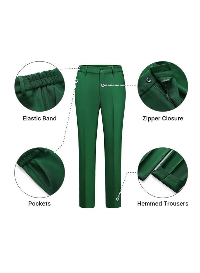 TronStore Women's Business Solid Suit 2 Piece Slim Fit Classic Blazer Pants Set for Women Formal Office, Dark Green, M - Image 3