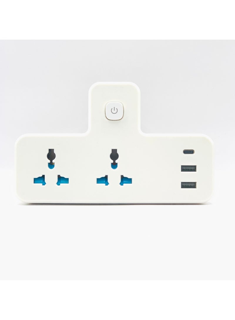 Panvil Premium Universal Multi Plug Extension with 2 Sockets |  Dual USB Ports | 1 C Type Port | 3-Pin Plug | Surge Protection & Safety Features | 2500W | 250V - 50Hz / 60Hz | 13/16 A V | Child Safety Lock | For Home & Office  - Image 1