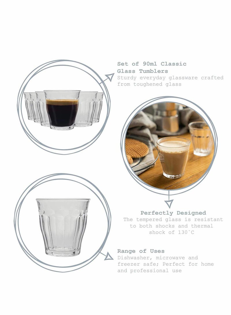 Y&D Glass Espresso Cups 2 Pack 90ml Drinking Glasses - Clear Glass Juice Glasses Water Coffee Camping Portable Cup  - Image 3