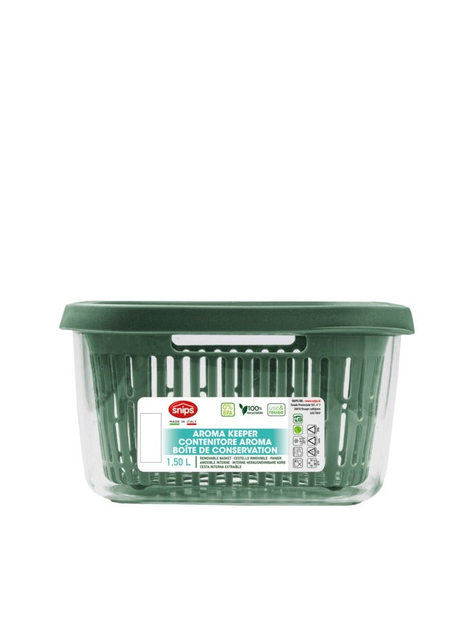 Snips Space Saving Compact Aroma Keeper Green and Clear 1.5 L 000766 - Image 1