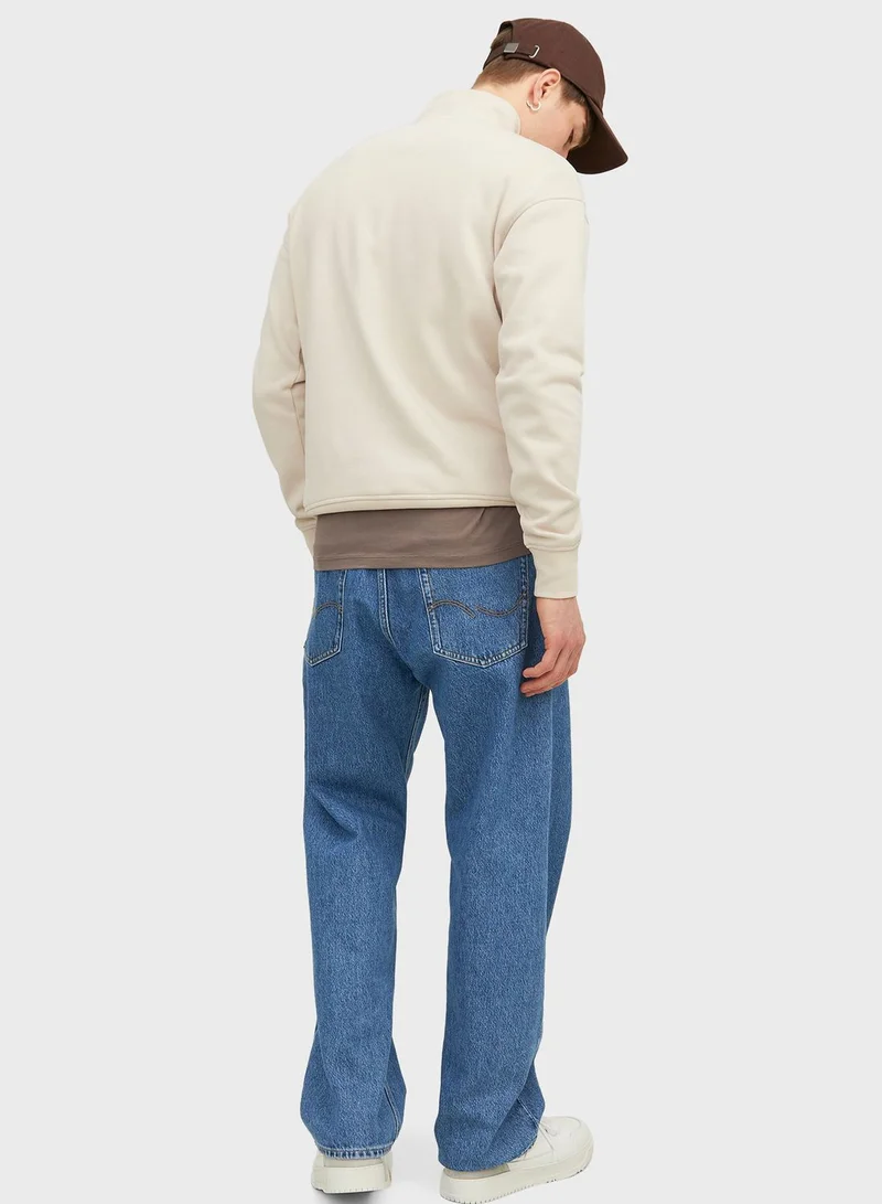 JACK & JONES Jjialex Jjorignial Relaxed Fit Mid Wash Jeans