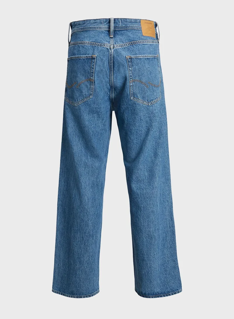 JACK & JONES Jjialex Jjorignial Relaxed Fit Mid Wash Jeans