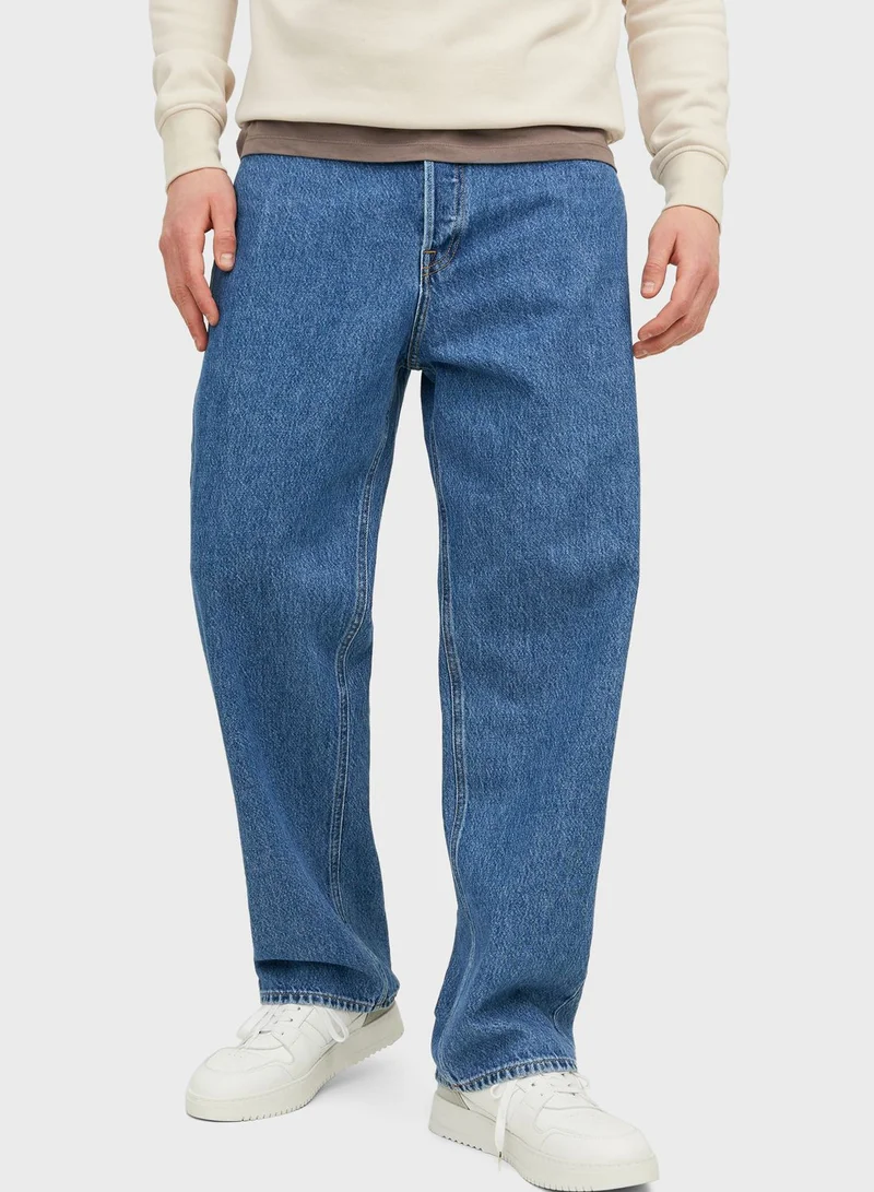 JACK & JONES Jjialex Jjorignial Relaxed Fit Mid Wash Jeans