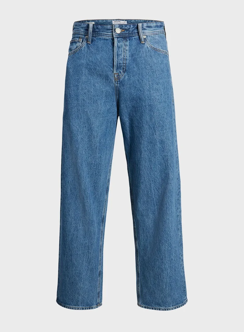 JACK & JONES Jjialex Jjorignial Relaxed Fit Mid Wash Jeans