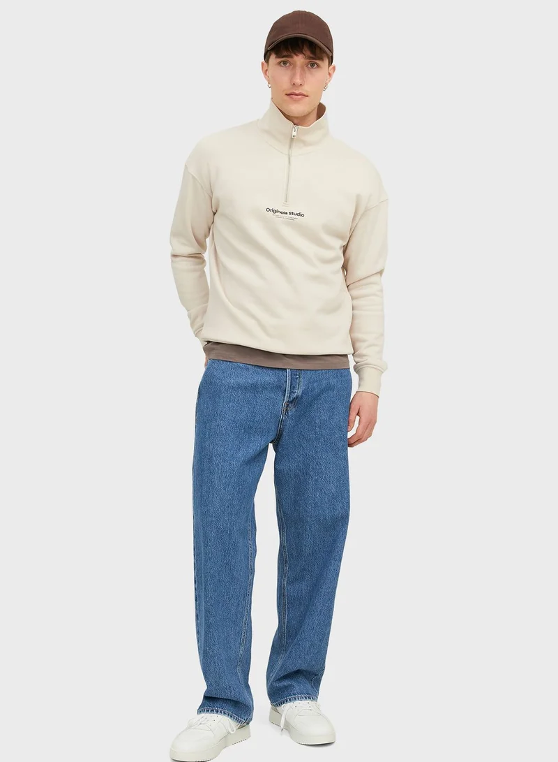 JACK & JONES Jjialex Jjorignial Relaxed Fit Mid Wash Jeans