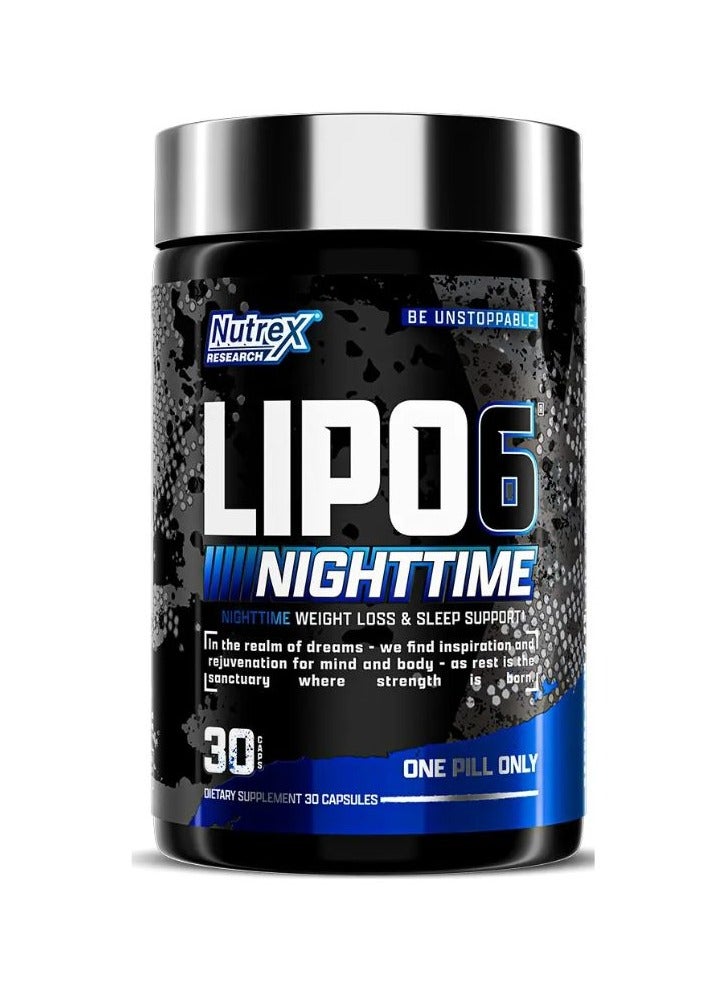 Nutrex Research Lipo-6 Nighttime, 30 Capsules