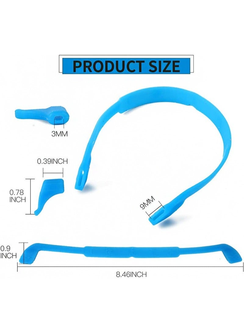 Aikanbo Glasses Straps, 8 Pack Kids Glasses Sunglass Cord Strap Glasses Strap Holder Glasses Holder, Silicone Elastic Sports Toddler Glasses Straps with Ear Clip Hooks, 8 Colors - Image 2