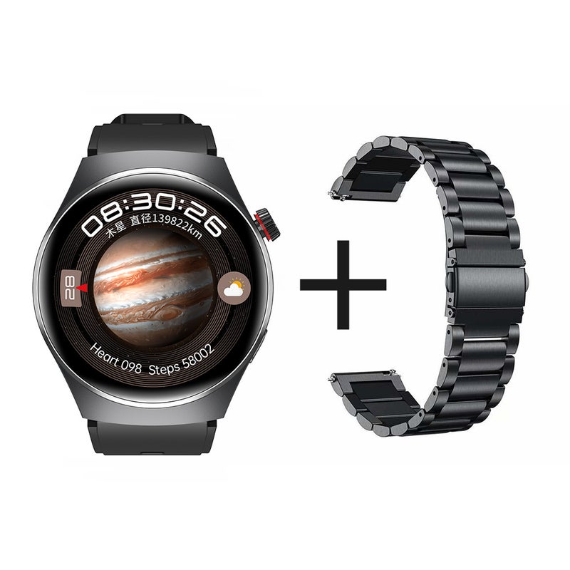 Multifunctional Smartwatch NFC GPS Health Talk Black + silicone strap + three steel straps