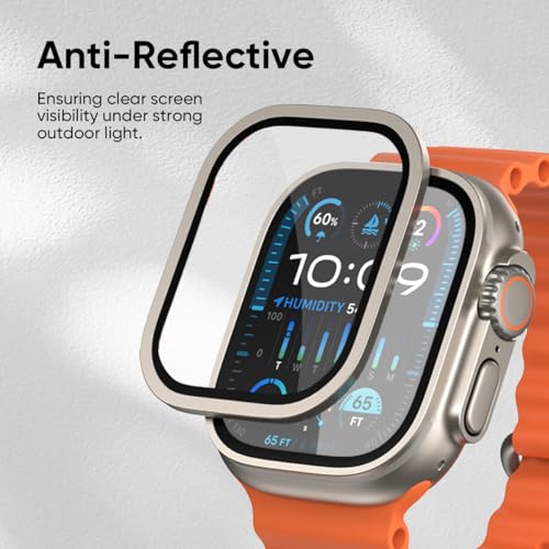 FLOLAB NanoArmour for Apple Watch Ultra 3 Ultra 2 screen protector with AntiReflective for 49mm iWatch Ultra 1 Tempered Glass Enhance Display Easy to Install Aluminum Frame Original Titanium - Image 3