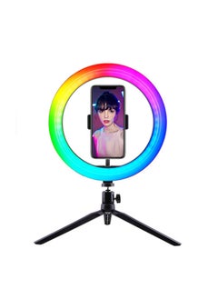 General Desktop 26CM Mobile Phone Fill Light Net Red Live Video Photo LED Ring Beauty Light 10 Inch Skin Rejuvenation Light-Specifications:10inch Lamp Rbg Version + Live Tripod  - Image 1
