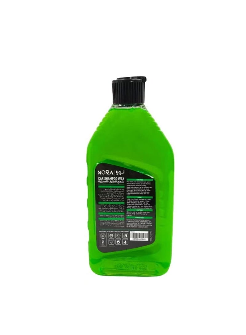 نورا شامبو وشمع السيارات NORA 500 مل - تركيبة مزدوجة المفعول، لمعان شديد، درجة حموضة متوازنة، آمن على الألوان، رغوة كثيفة، لطيف على جميع أسطح السيارات، مناسب للغسيل بالدلو والغسالة والرغوة N-204 - Image 2