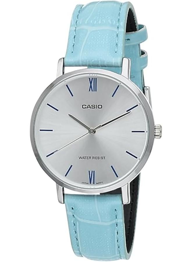 Casio LTP-VT01L-1BUDF Leather Round Analog Water Resistant Watch for Women - Image 1