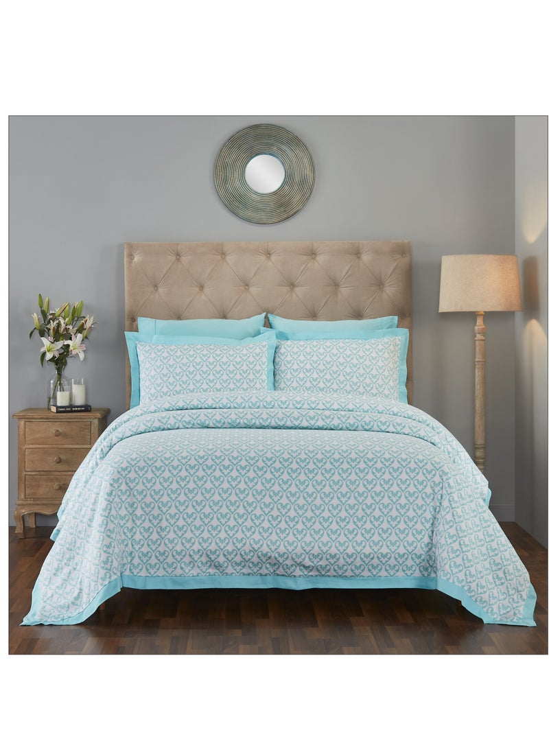 Donetella 4-Piece Duvet Cover Set Without Filler Cotton White/Blue Queen  - Image 1