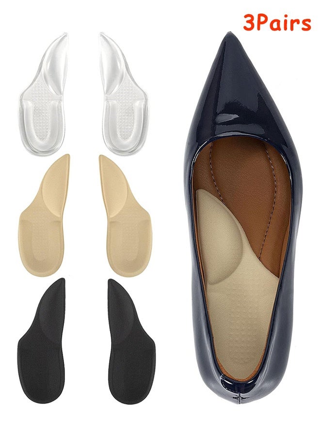 إم إكس إن 3 أزواج من أحذية دعم القوس، وبطانيات التهاب الفاشي المستوي، وبطانيات قوس القدم اللاصقة للأقدام المسطحة مع وسادة دعم الكعب لألم القدم وضغط الراحة - Image 1