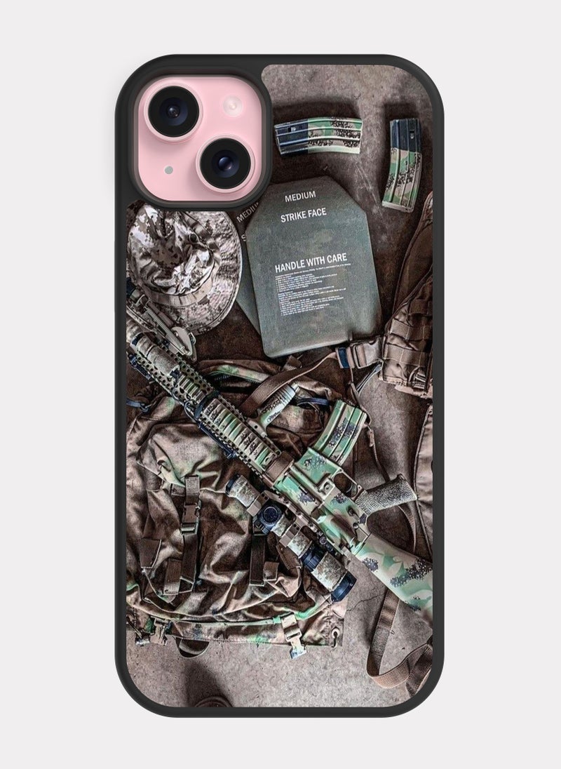 بكسلات كفر ايفون 15 بلس عتاد جندي عسكري بني - Image 1