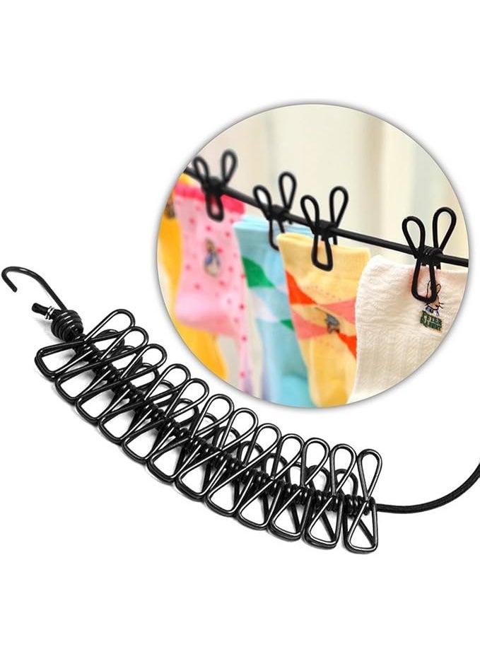 Retractable Portable Clothesline for Travel, Clothing line with 12 Clothes Clips, for Indoor Laundry Drying line, Outdoor Camping Accessories - Image 3