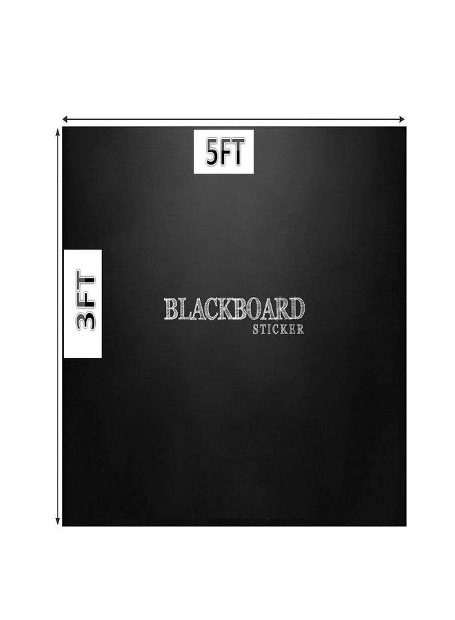 TimeTech Matt Vinyl Black Board Large Size Stickers Home Decor with 5 Dustless Colourful Long Chalk Blackboard Size 3x5ft (Black) - Image 1