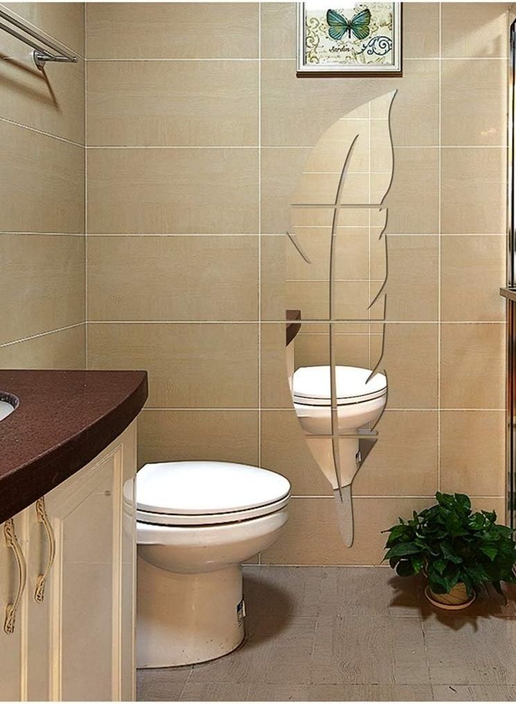 Mirror Wall Decor Wall Stickers 3D Leaf Mirror Decal Mirror Wall Art Accents Acrylic Mural Peel & Stick Removable DiY
